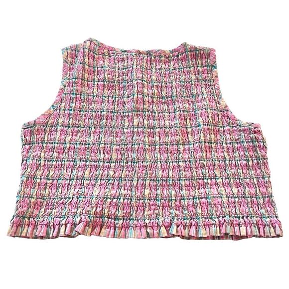 Vintage Smocked Plaid Crop Top - Picture 2 of 5